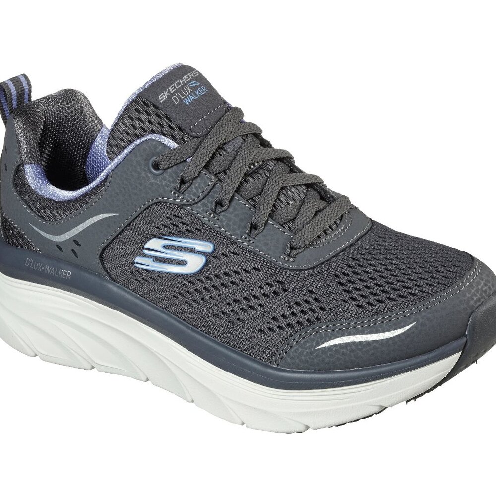 Skechers Women's Gray D Lux Walker Infinite 149023 Mesh Athletic Running Shoes 7